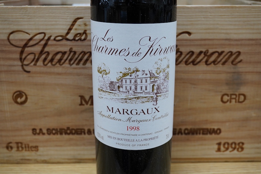 Six bottles of Les Charmes de Kirwan, 1998, OWC. Condition - from a local private cellar